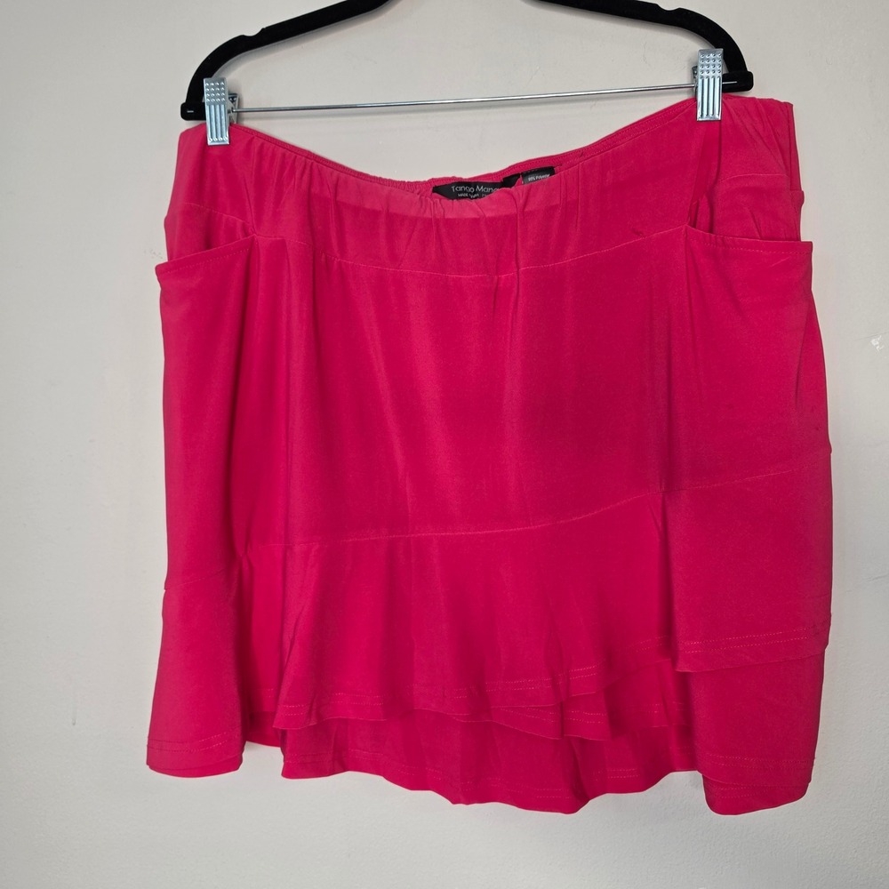 Tango Mango Skort Women XXL Pink Tiered Ruffle Pockets Elastic Waist Activewear